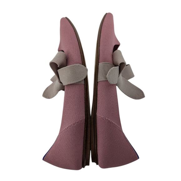 Rothys Pink Rosebud Point Toe Mary Jane Knit Bow Ballet Flats Size 9.5 - Picture 6 of 11